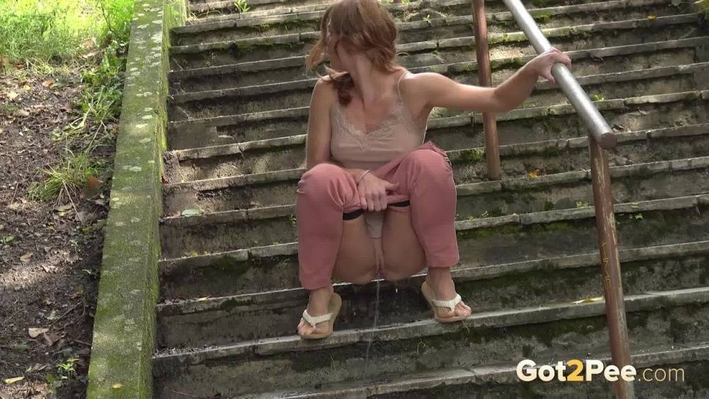 Chrissy Fox squats and pees on suburbs steps - #4