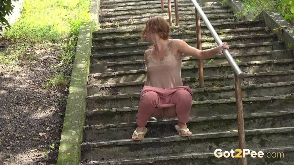 Chrissy Fox squats and pees on suburbs steps - #1