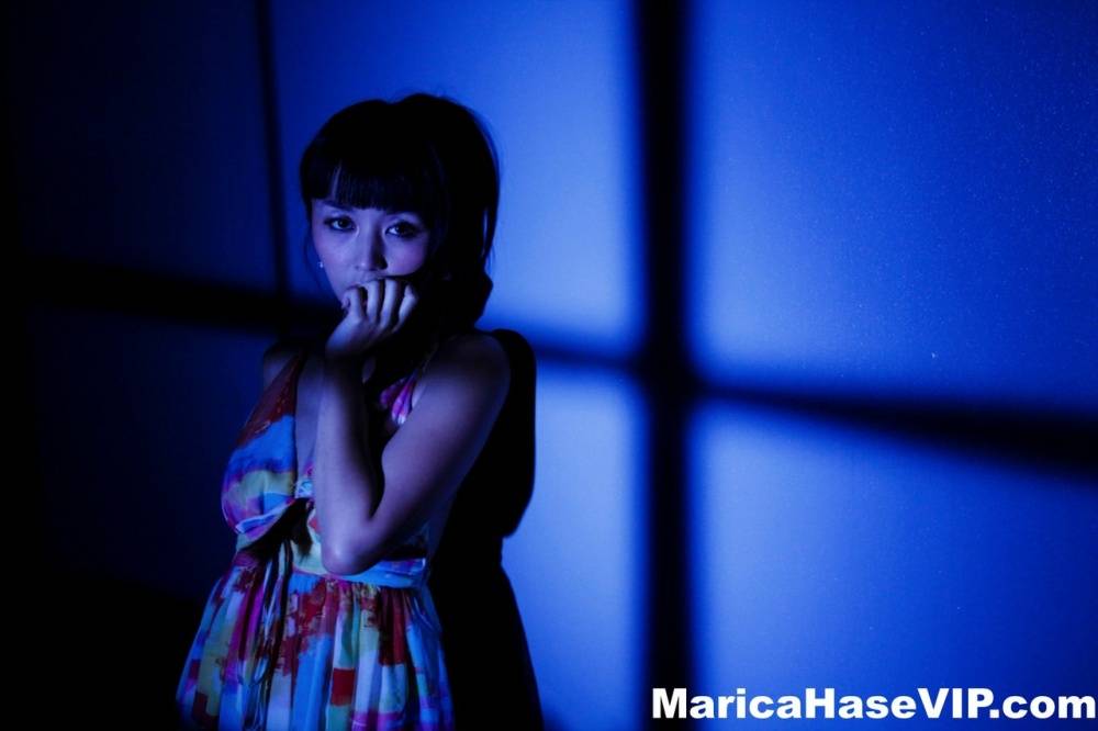 Japanese woman Marica Hase gets naked by herself in poor light - #1