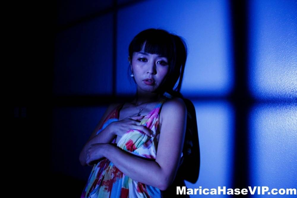 Japanese woman Marica Hase gets naked by herself in poor light - #11