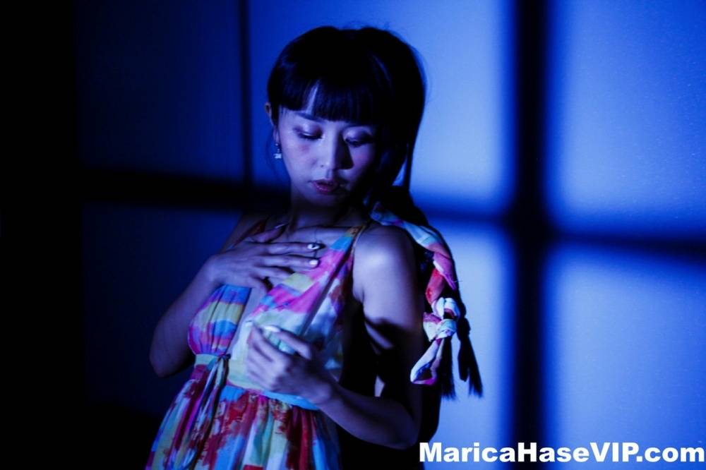 Japanese woman Marica Hase gets naked by herself in poor light - #12