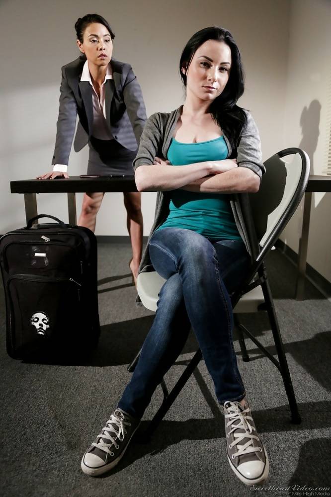 Lesbians Veruca James and Dana Vespoli have hard sex in interview room - #6