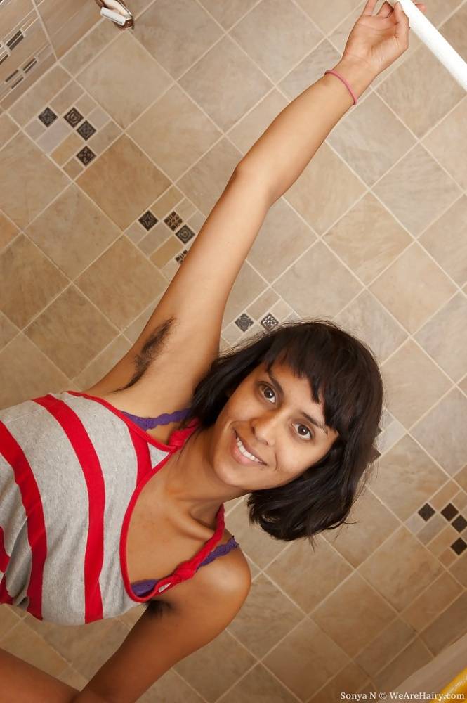 Smoking hot Indian babe with hairy armpits Sonya N stripping in the bath - #3