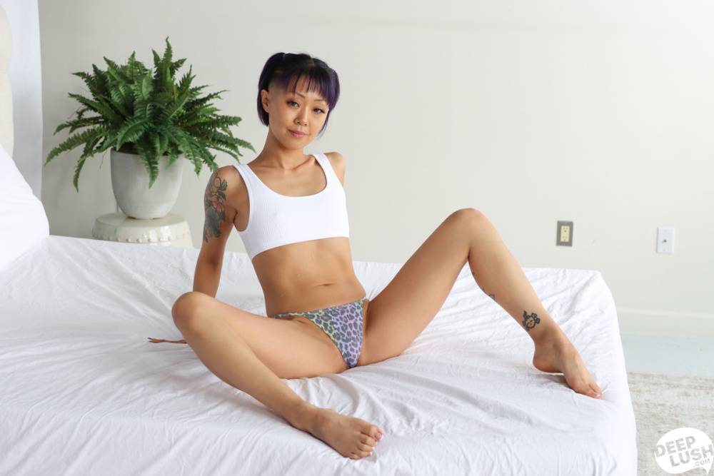 Tattooed Asian girl Saya Song has POV sex with a big white cock - #5