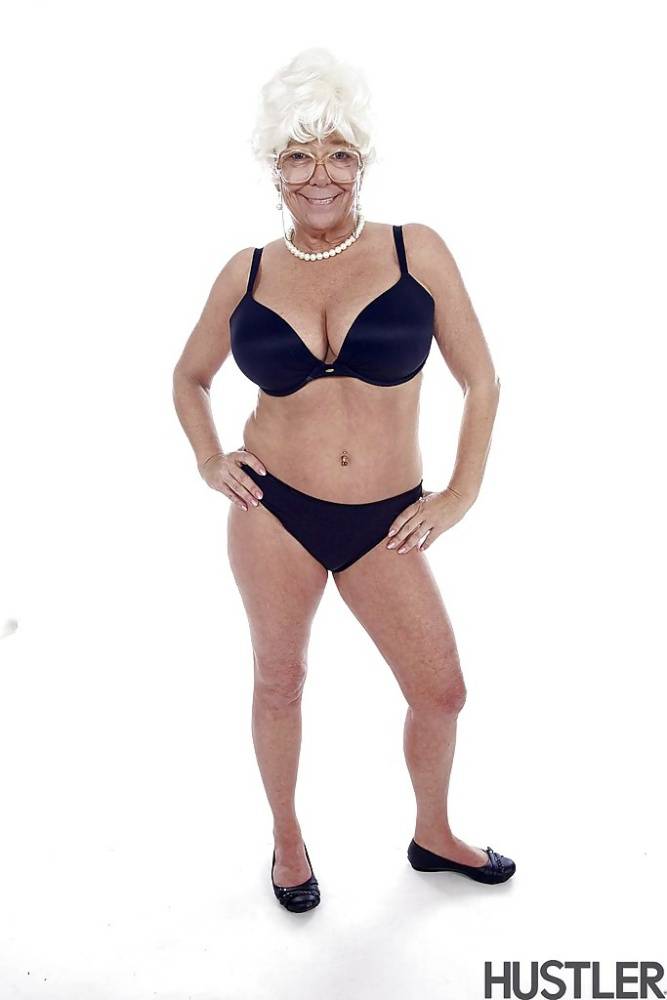 Granny pornstar Karen Summer modelling fully clothed before stripping naked - #13