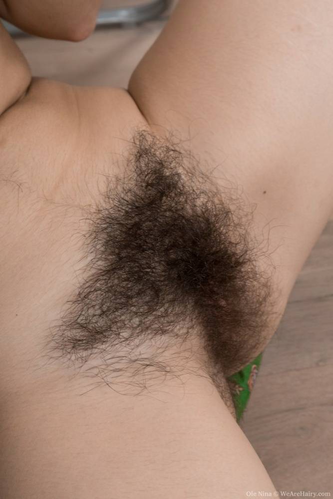 Dark haired Ole Nina removes her white pantyhose to reveal her very hairy muff - #16