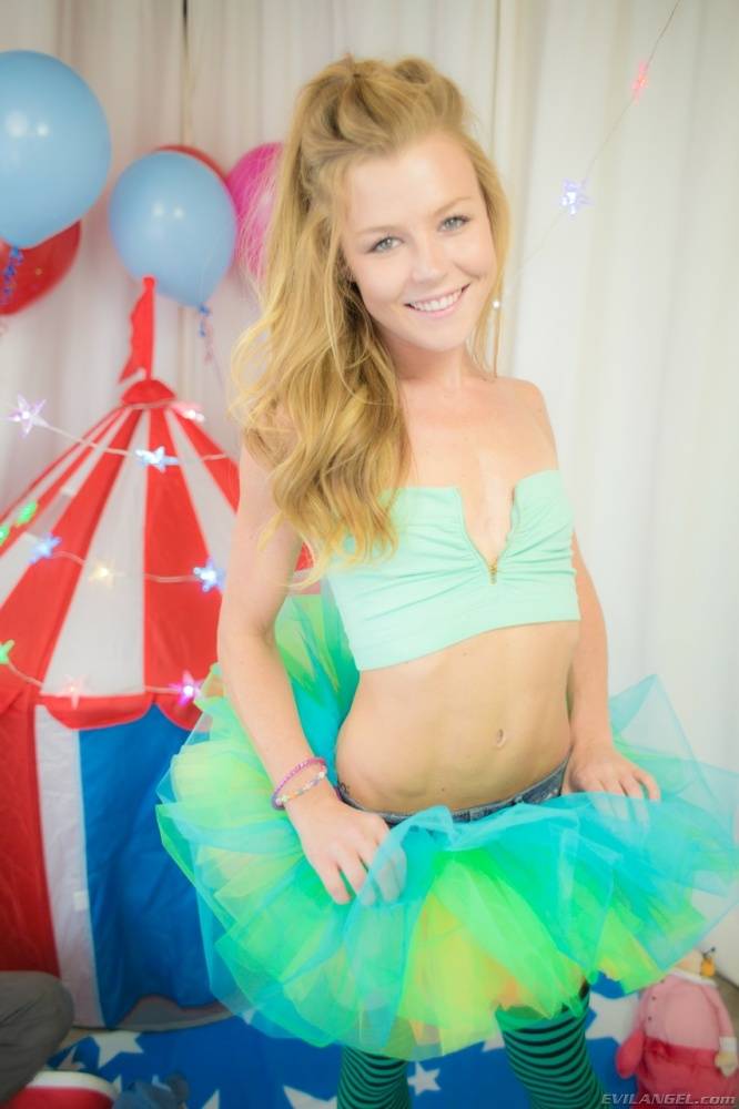 Cute girl Nicole Clitman uncovers her teenie tits outside her playhouse - #6