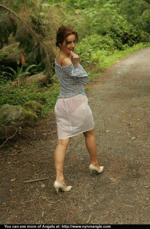 Stupendous mature babe in stockings uncovering her sexy body outdoor - #3