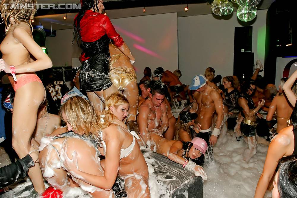 Adorable babes and horny guys are into hardcore foam sex party - #1
