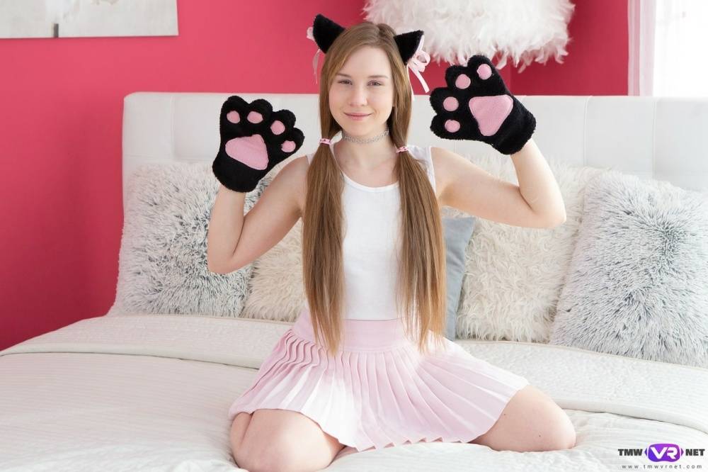 Young looking girl Alice Klay dildos her pussy in cosplay accessories | Photo: 668046
