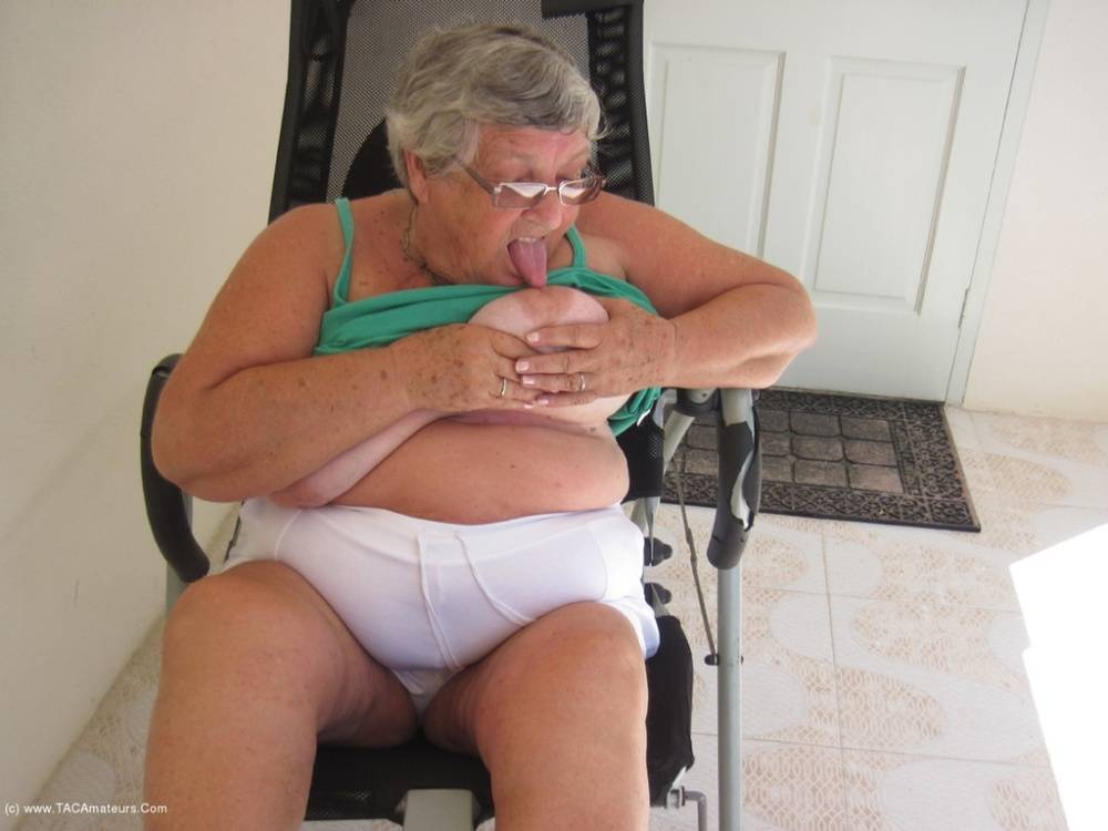 Obese British woman Grandma Libby gets completely naked on exercise equipment - #3
