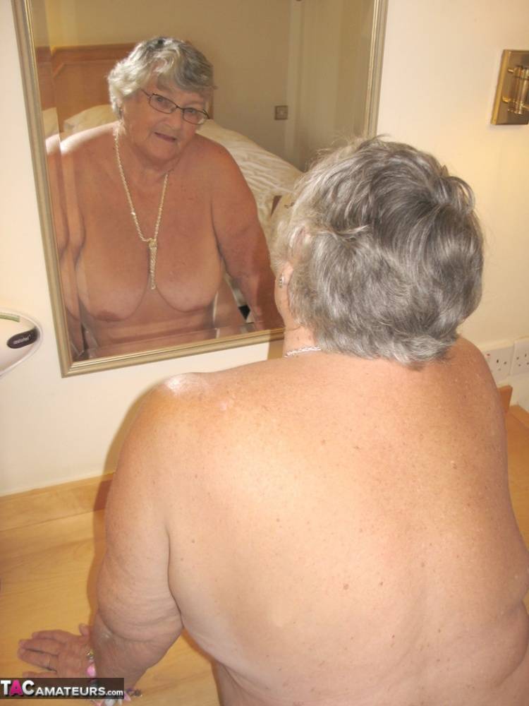Fat British nan Grandma Libby completely disrobes while in a hotel room - #15