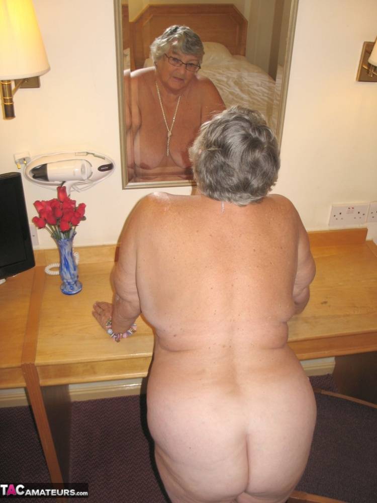 Fat British nan Grandma Libby completely disrobes while in a hotel room - #7