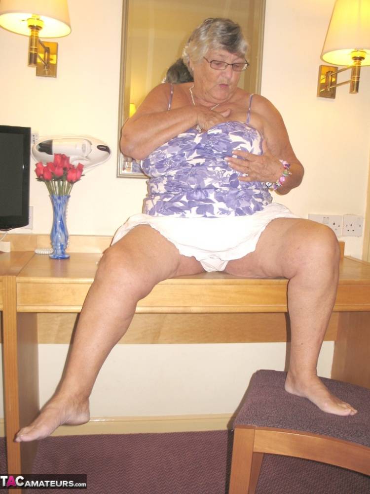 Fat British nan Grandma Libby completely disrobes while in a hotel room - #5