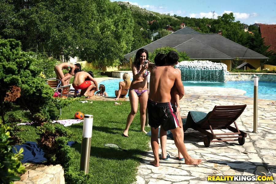 Horny hotties giving blowjobs and fucking hardcore at the pool party - #3