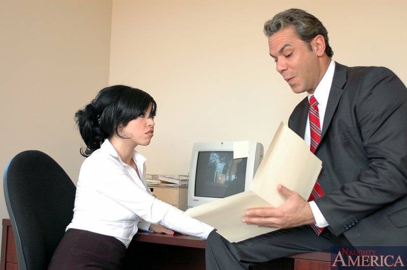 Sizzling office babe in stockings Roxy Deville drilled hardcore - #1