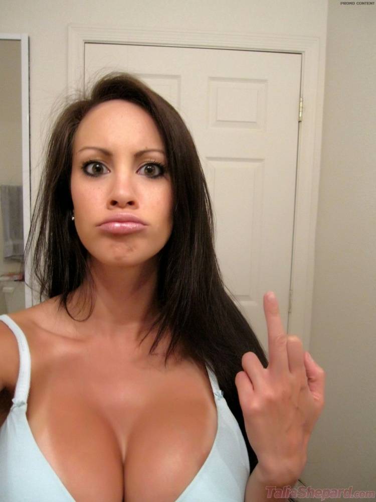 Big titted amateur Talia Shepard licks a dildo while taking mirror selfies - #11