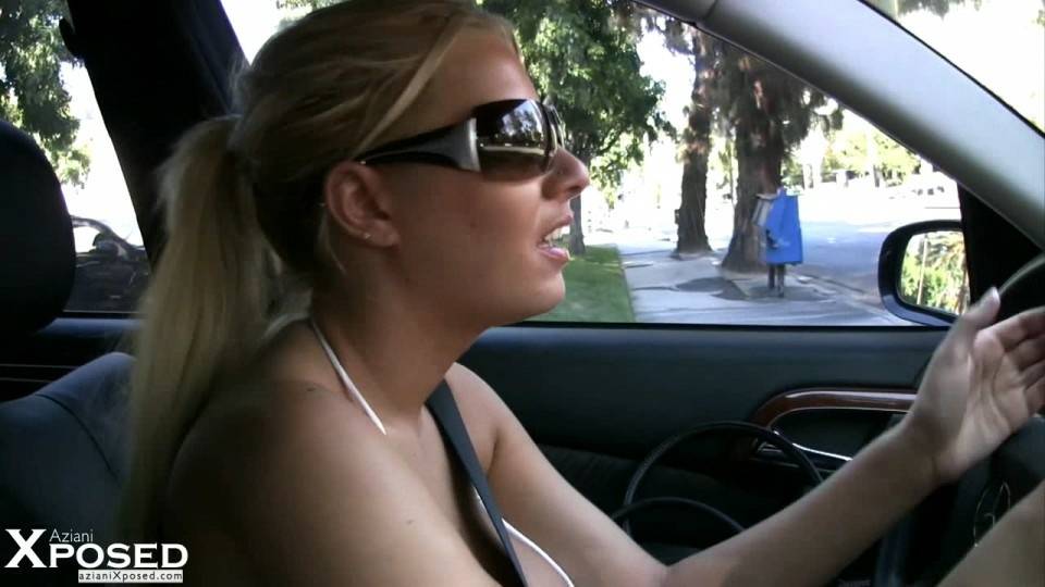 Blonde MILF Riley Evans exposes her big naturals while behind the wheel - #7