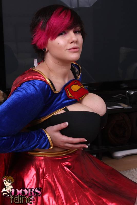 Cosplay girl Dors Feline reveals the super tits behind the super hero costume - #3