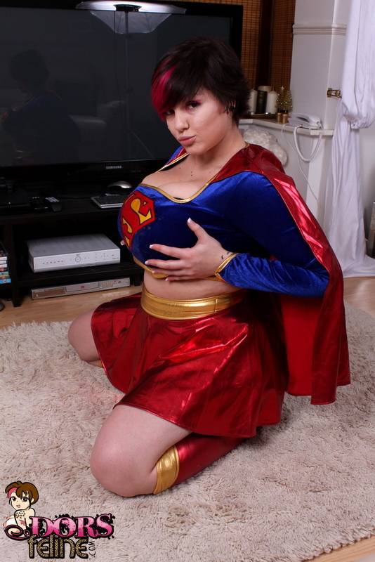 Cosplay girl Dors Feline reveals the super tits behind the super hero costume - #12