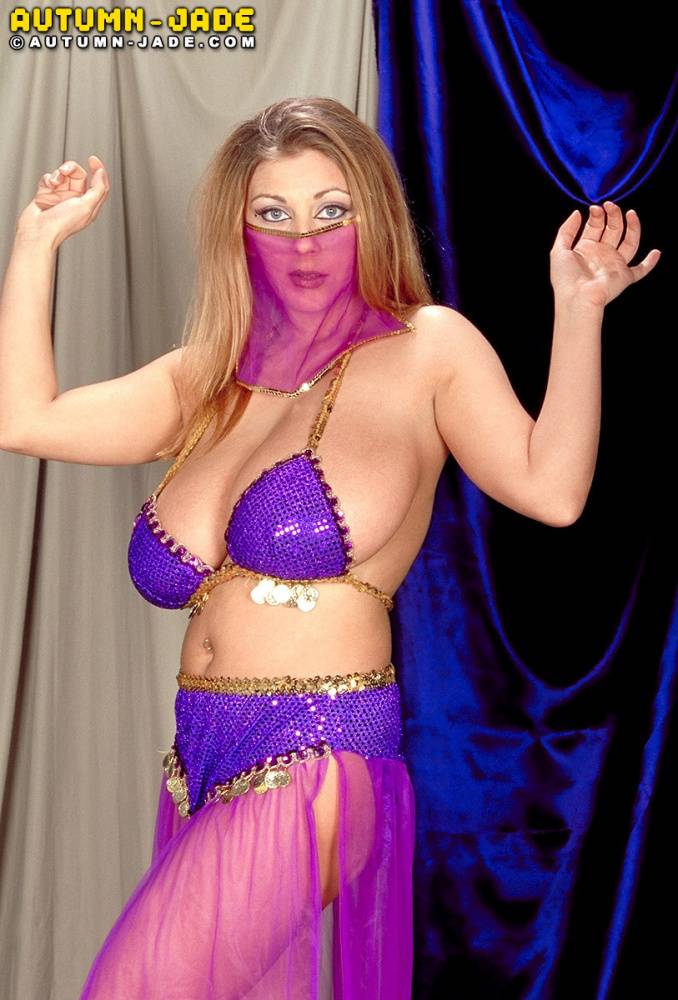 Hot MILF Autumn Jade in harem girl costume unveiling her massive big boobs - #2