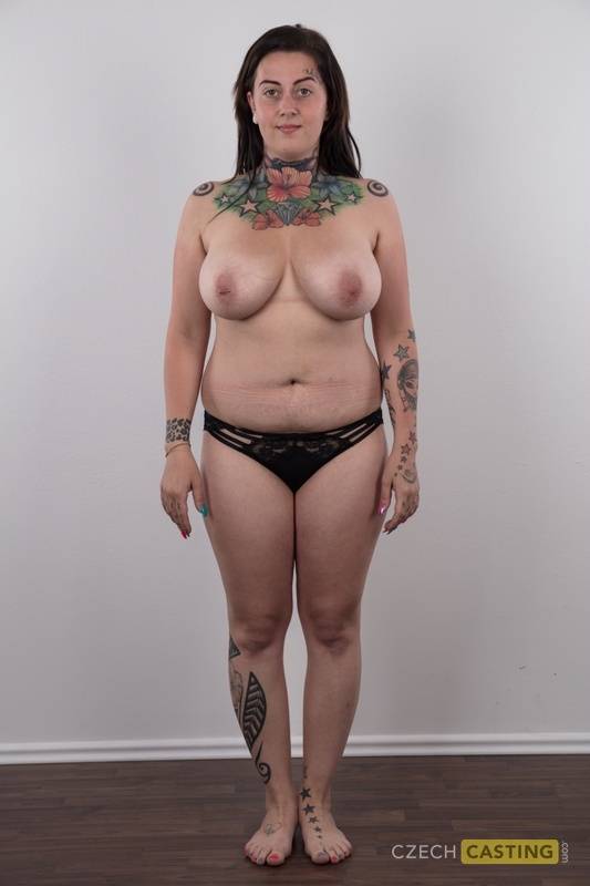 Tattooed amateur Nikola releases her overweight body from clothing - #13