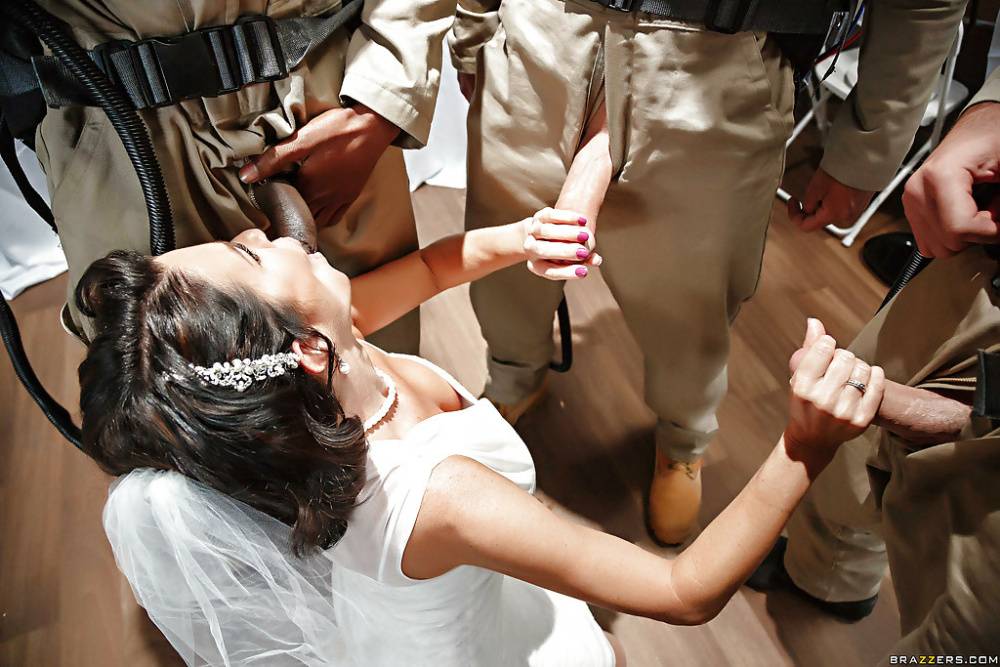 New army bride Veronica Avluv taking interracial gangbang on wedding night - #9