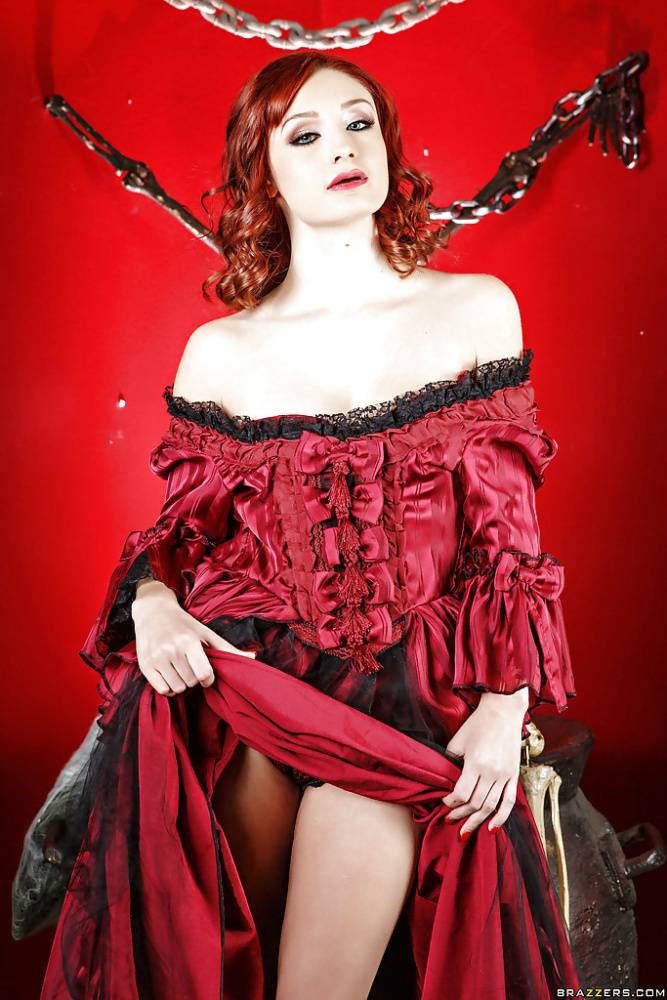 Hot pornstar Romi Rain is posing in her fantastic red dress - #11