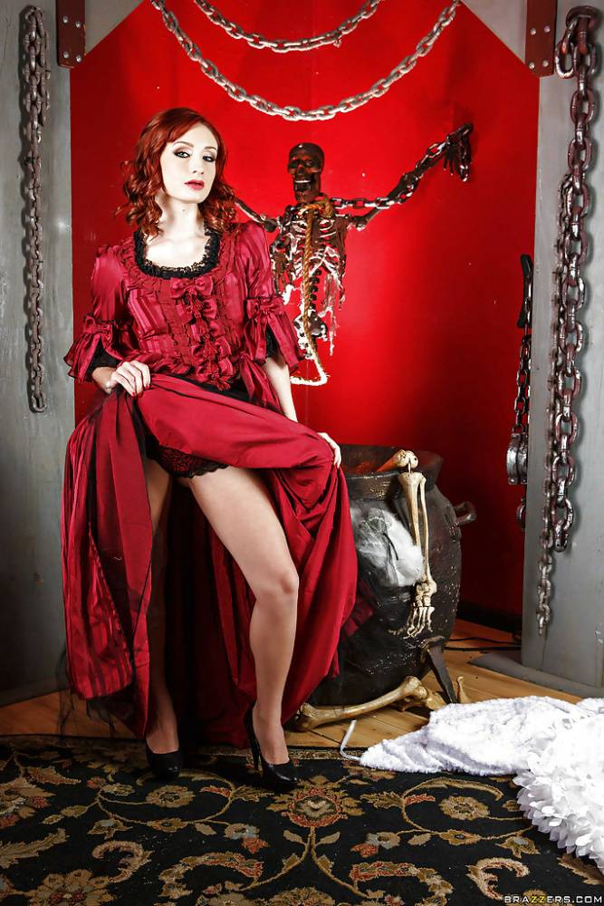 Hot pornstar Romi Rain is posing in her fantastic red dress - #3