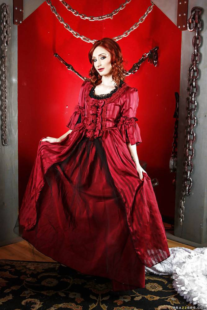 Hot pornstar Romi Rain is posing in her fantastic red dress - #12