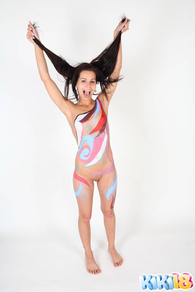 Barely legal girl Kiki 18 has her naked body adorned with body paint - #13