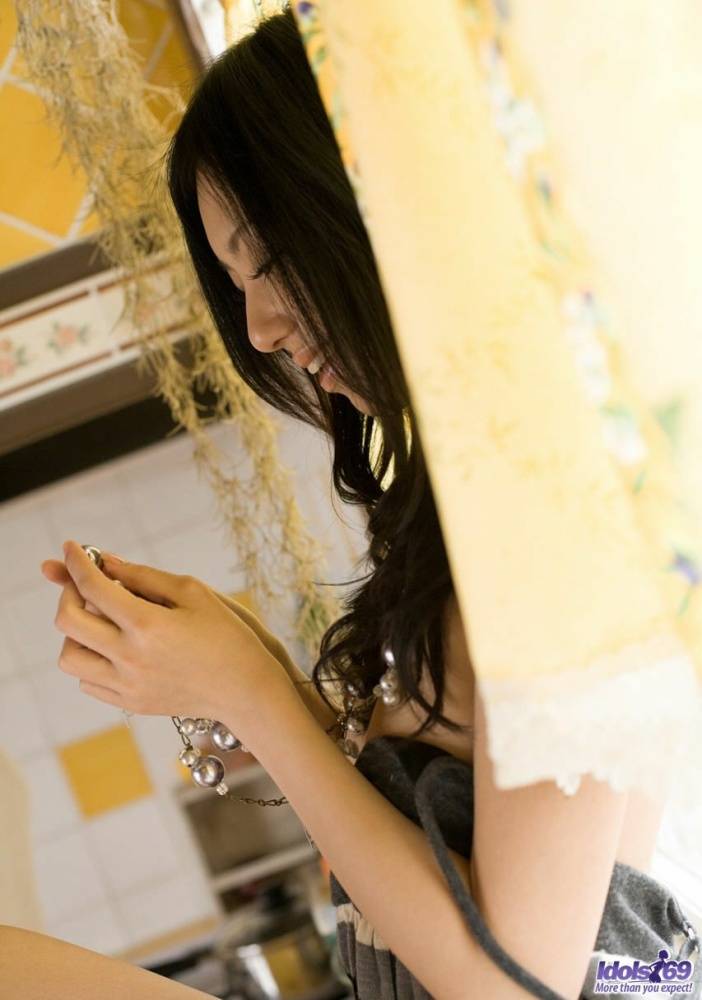 Japanese teen Aino Kishi lifts her dress to free bush from cotton panties - #15