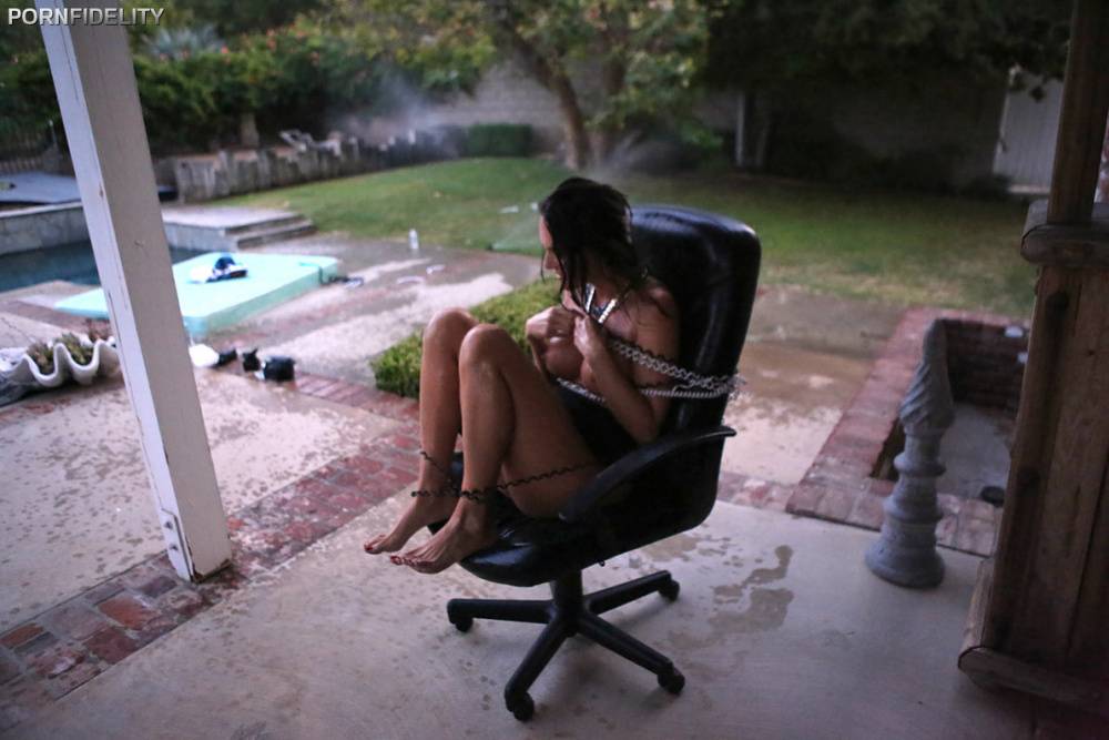 Leggy brunette MILF Jennifer Dark chained to office chair during rough sex | Photo: 1495752