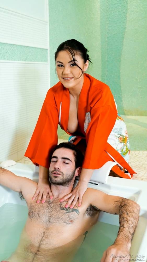 Asian masseuse Kendra Spade sucks and fucks a client after a massage - #11