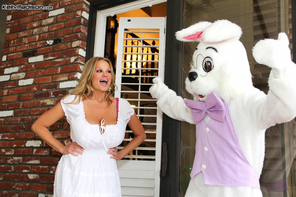 Big titted MILF Kelly Madison frees giant knockers to fuck the Easter bunny - #9