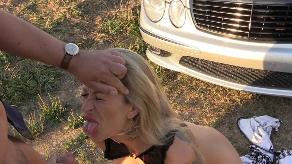 Blonde amateur Evi Sky gets on her knees for a cumshot from a police officer - #8