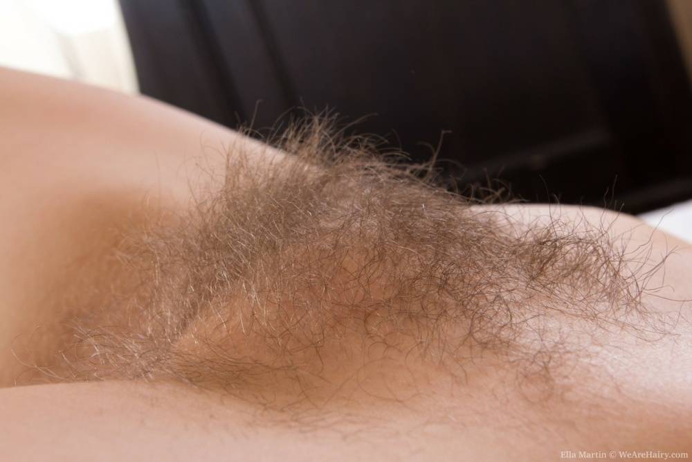 Dark haired amateur stretches out her hairy muff during a closeup - #16
