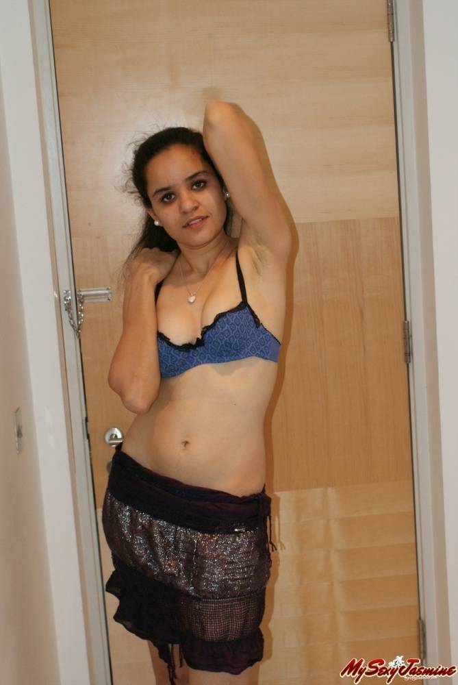 Indian solo girl strips down to a thong while in her bathroom - #11