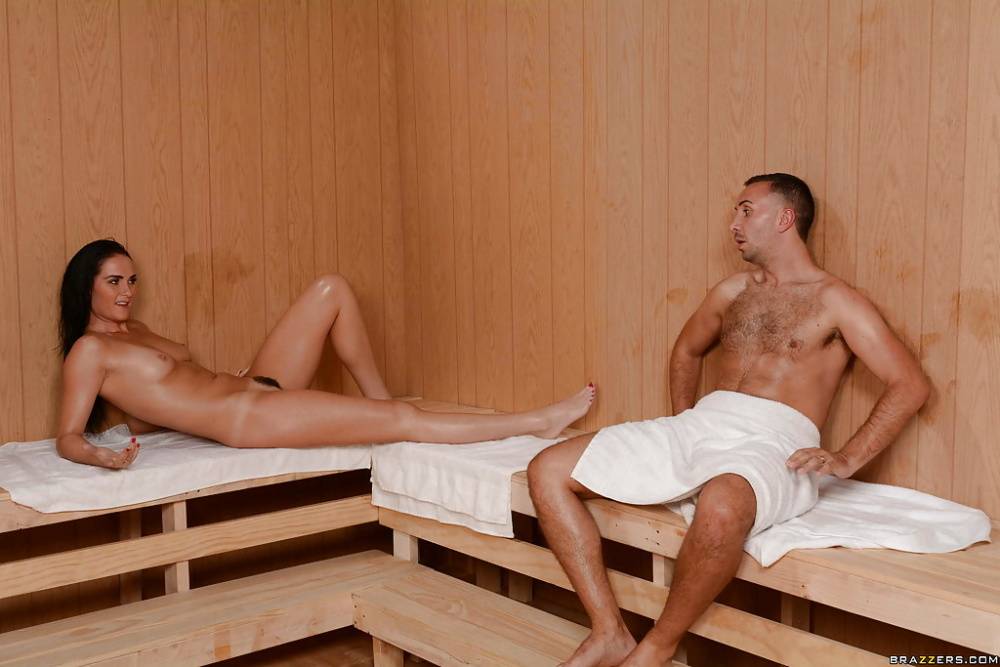 Brunette milf Bianca Breeze has anal sex with her man in sauna - #15