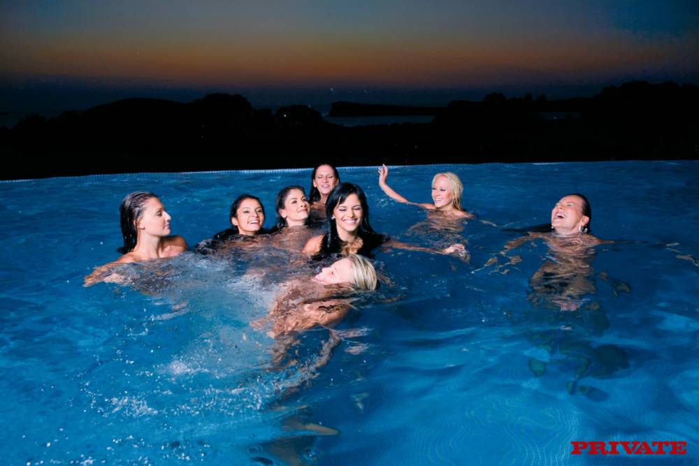 A group of hot chicks go for a skinny dip as the sun fades in the sky - #11