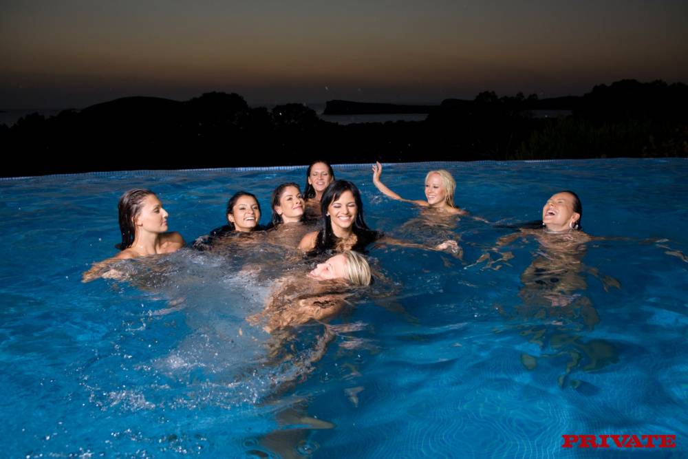 A group of hot chicks go for a skinny dip as the sun fades in the sky - #3
