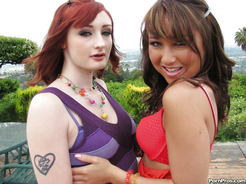 Hot lesbians in miniskirts Jesse Jordan and her friend spread pussy - #9