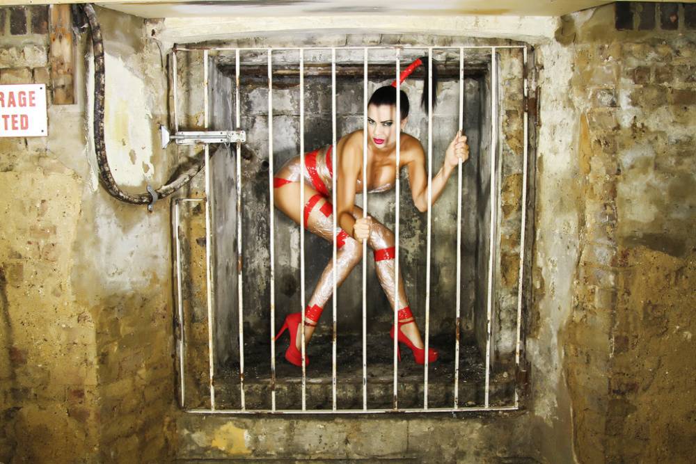 European MILF with big fake tits Jasmine Jae gets hairy twat toyed in a prison - #4