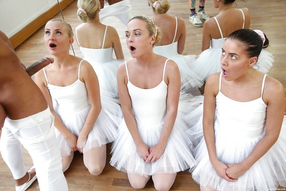 Innocent teen Evelyn Dellai and ballerina girlfriends take facial cumshots - #2