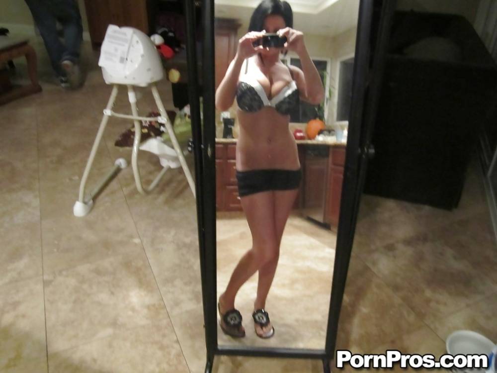 Dark haired babe Loni Evans snaps selfies while stripping in front of mirror - #7