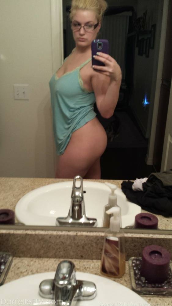 Thick amateur Danielle takes safe for work self shots in a bathroom mirror - #4