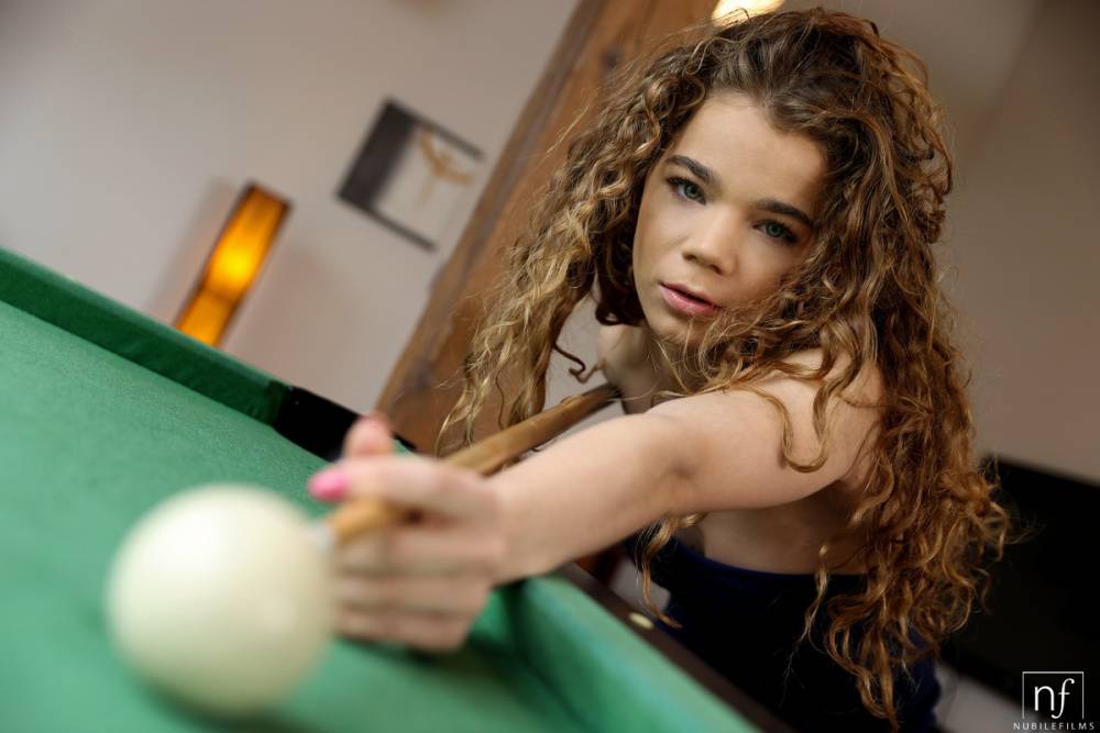 Cute teen Sabrina Spice shoots pool in a little black dress before fucking - #11