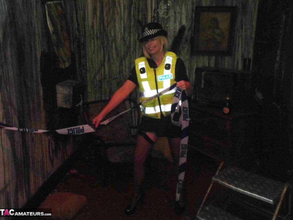 Mature UK policewoman Barby Slut sets her tits free of her uniform - #14