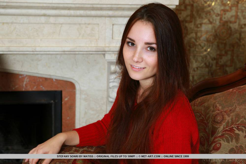 Barely legal teen Stefany Sonri gets totally naked in front of a fireplace - #10