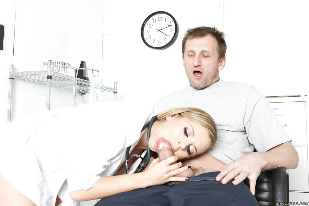 Sexy doctor in uniform and stockings Bree Olson fucks with her patient - #5